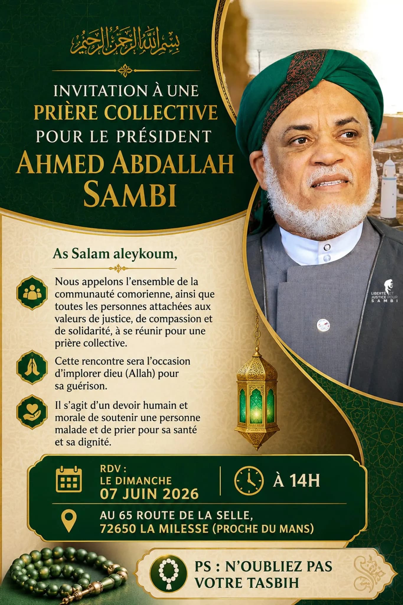 Prière collective pour le Président Ahmed Abdallah Sambi